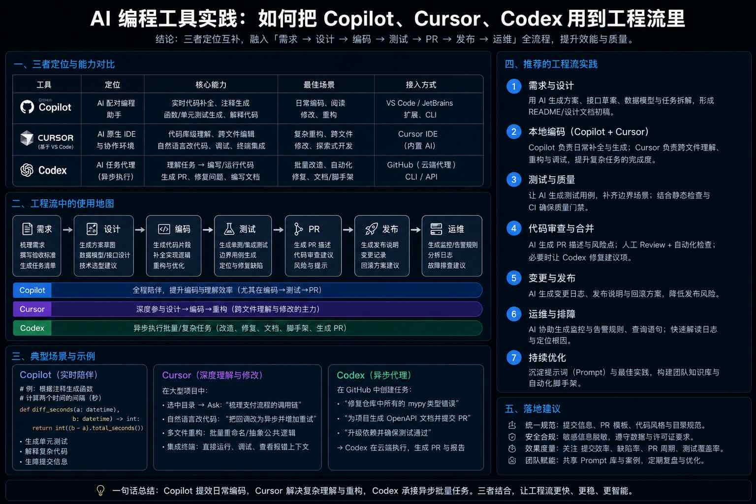 AI 编程工具实践：如何把 Copilot、Cursor、Codex 用到工程流里